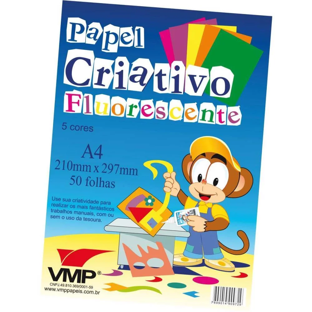 Bloco Para Educacao Artistica Fluorescente A4 50F 90G V.m.p. (Pacote) - imagem 2