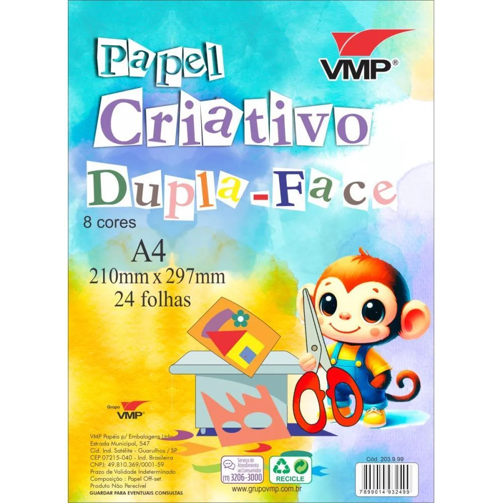 Bloco Para Educacao Artistica Dupla Face A4 C/8 24F 120G V.m.p. (Pacote) - imagem 3