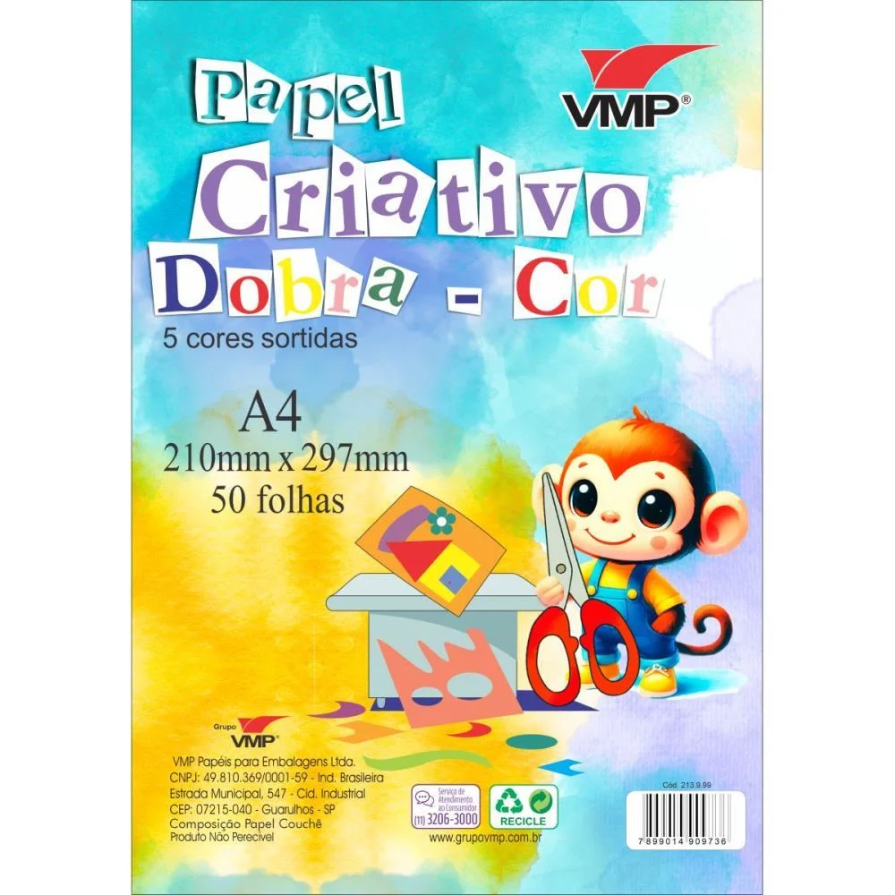 Bloco Para Educacao Artistica Dobra Cor Esp A4 5Cor. 50F 60G V.m.p. (Pacote) - imagem 3
