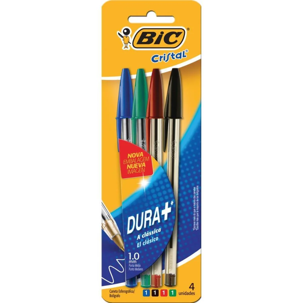 Caneta Esferografica Cristal Az+Pr+Vm+Vd Bic (Bl.c/04) - imagem 2