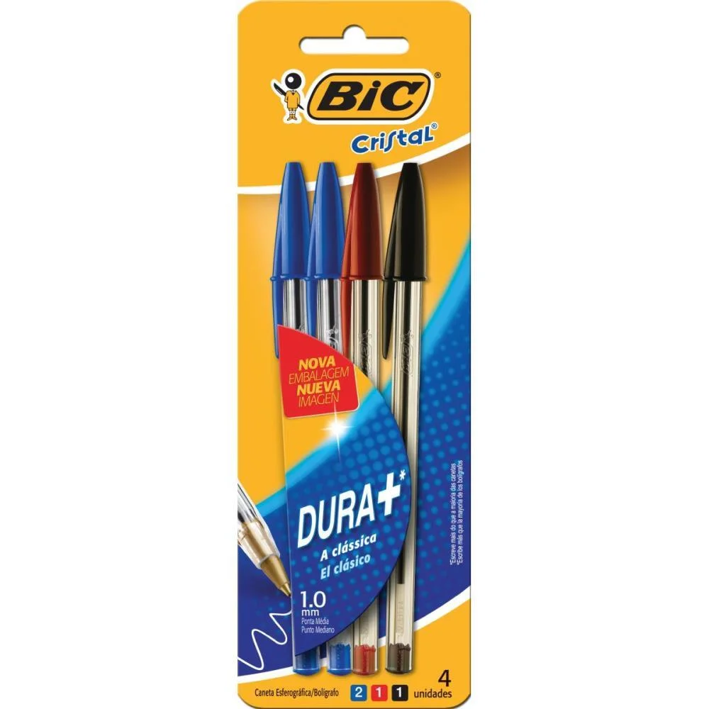 Caneta Esferografica Cristal 2Az+1Pr+1Vm Bic (Bl.c/04) - imagem 2