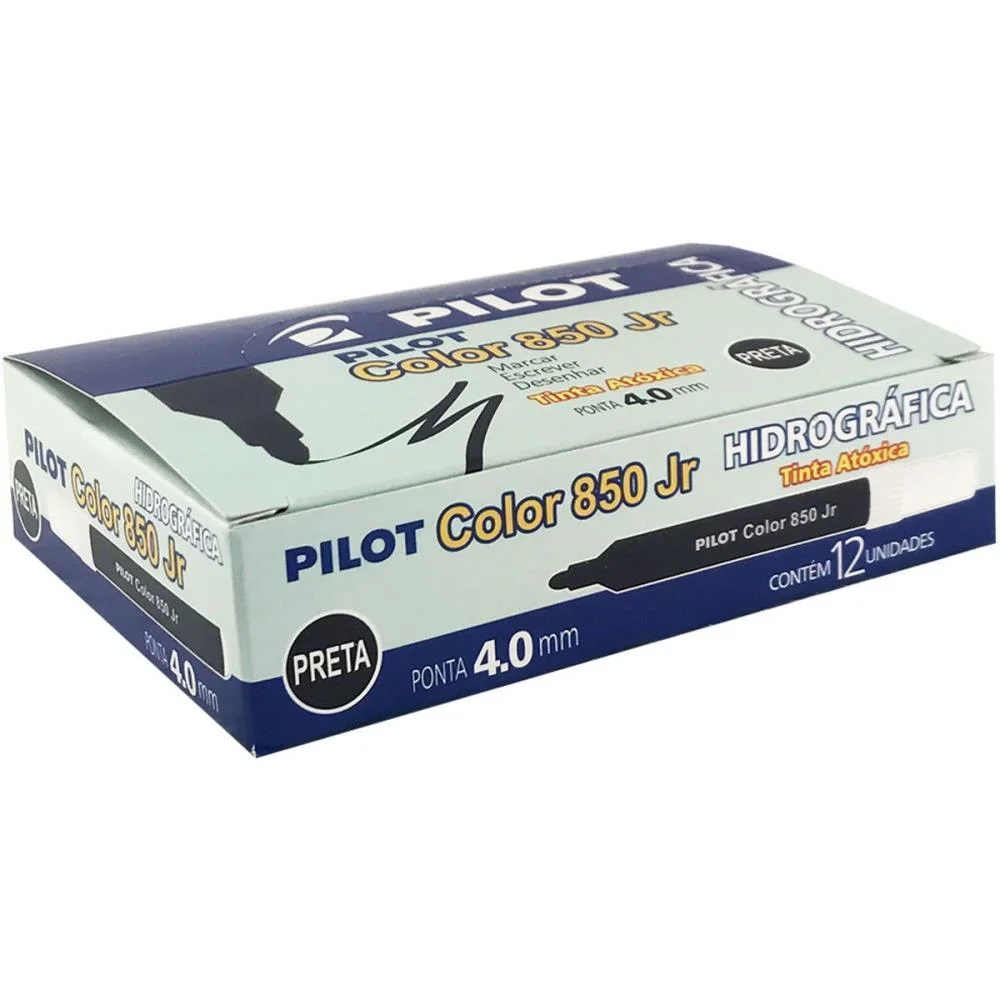 Caneta Hidrografica Color 850L Junior Preto Pilot (Cx.c/12) - imagem 2