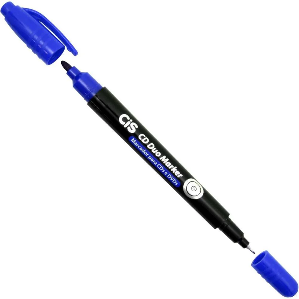 Caneta Para Cd 1.0Mm Cis Duo Marker 2Pontas Azul Sertic (Cx.c/12) - imagem 2