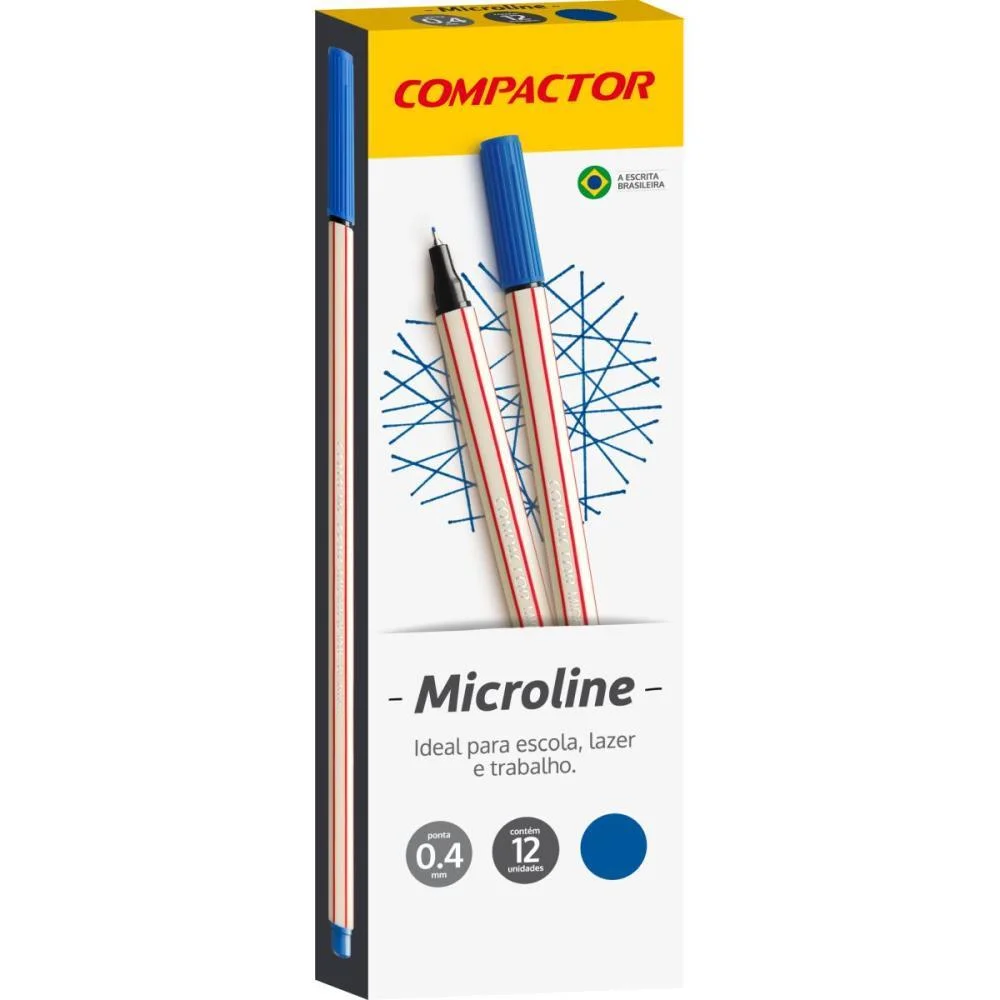 Caneta Com Ponta Porosa Microline 0,4Mm Azul Escuro Compactor (Cx.c/12) - imagem 3