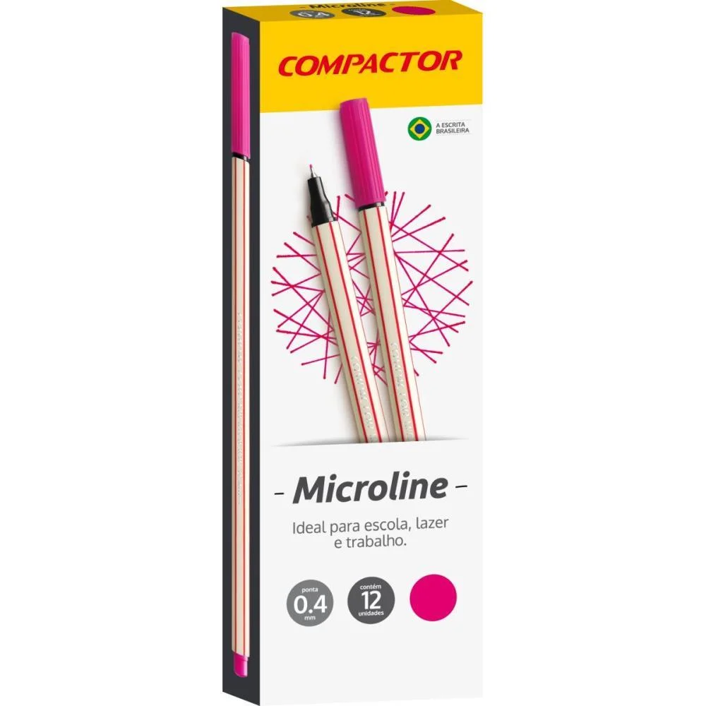 Caneta Com Ponta Porosa Microline 0,4Mm Rosa Compactor (Cx.c/12) - imagem 3