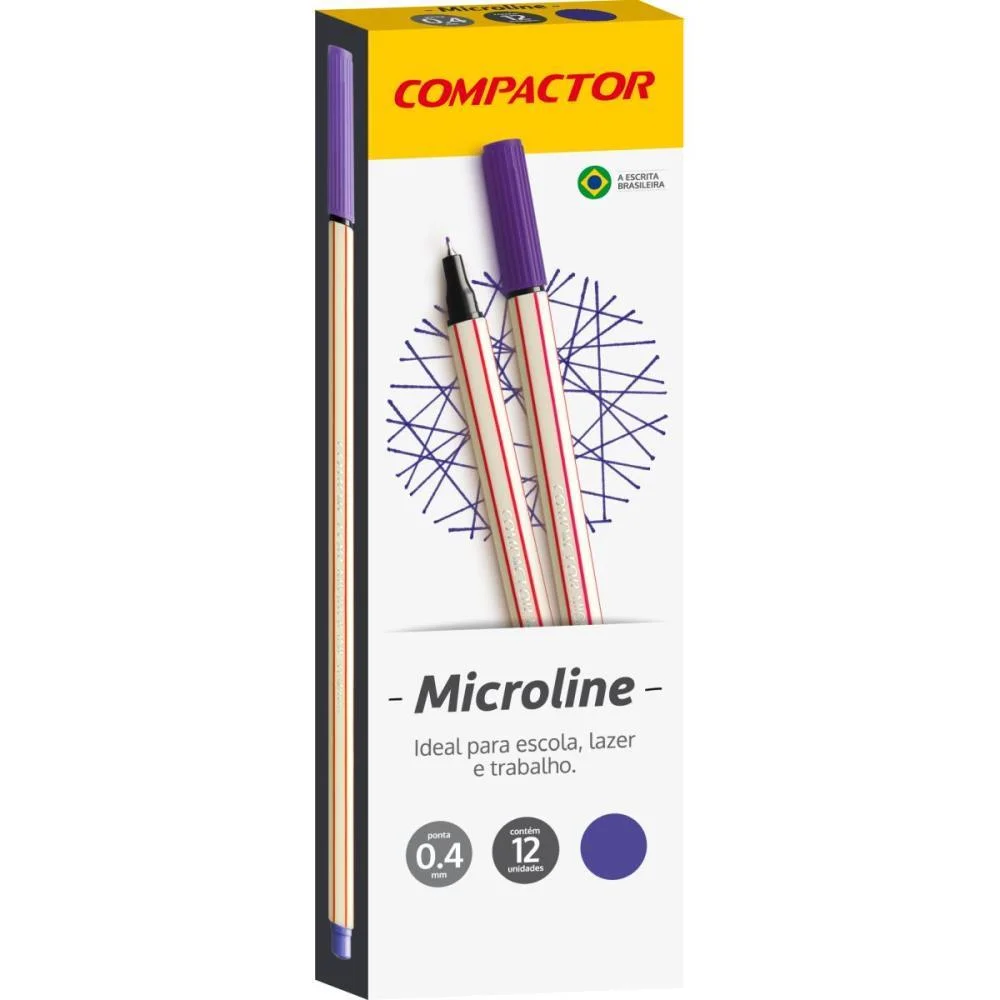 Caneta Com Ponta Porosa Microline 0,4Mm Violeta Compactor (Cx.c/12) - imagem 2