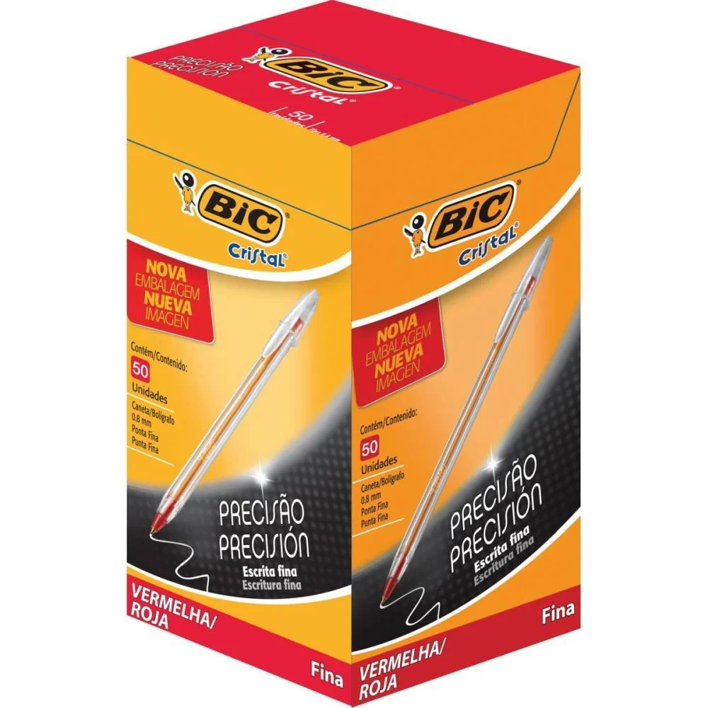 Caneta Esferografica Cristal Fina Vermelha Bic (Cx.c/50) - imagem 3