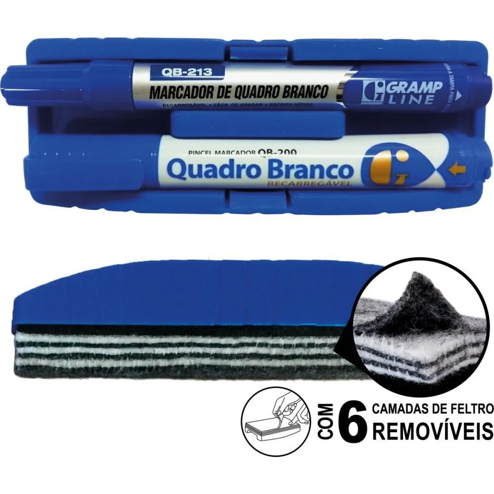 Apagador Quadro Branco C/6 Feltros Removivel Gramp Line (Unidade) - imagem 4