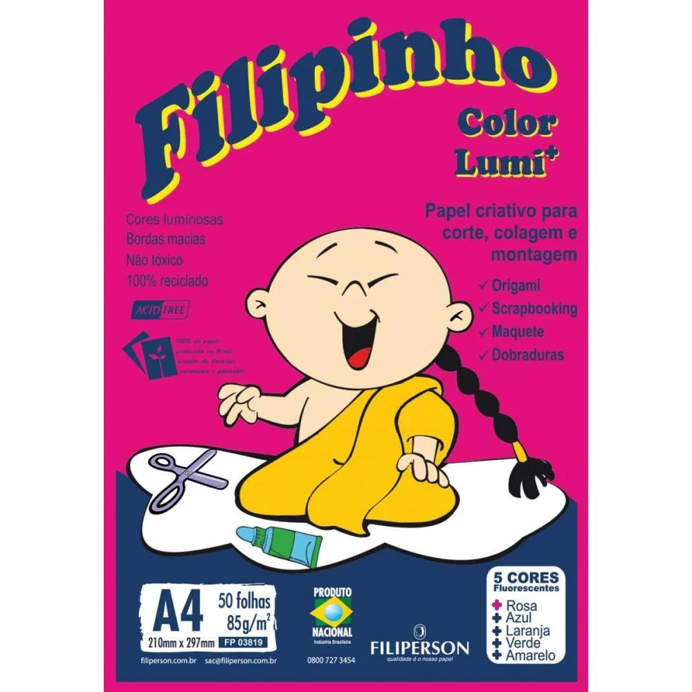 Bloco Para Educacao Artistica Filipinho Lumi 85Grs. 5 Cores Filiperson (Pct.c/50) - imagem 2