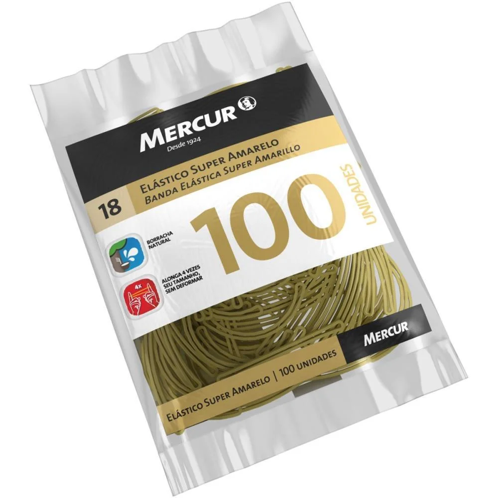 Elastico Amarelo N.18 Super Pct.c/50G 100Pecas Mercur (Pacote) - imagem 3