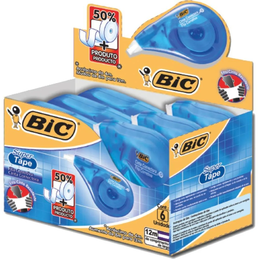 Corretivo Em Fita Super Tape 12M Bic (Cx.c/06) - imagem 2