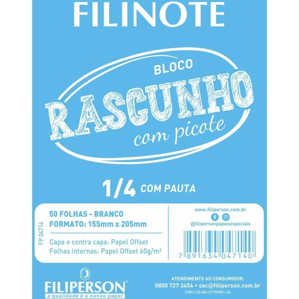 Bloco Para Rascunho C/Picote C/Pauta 155X205 50Fl Filiperson (Pct.c/10) - imagem 3