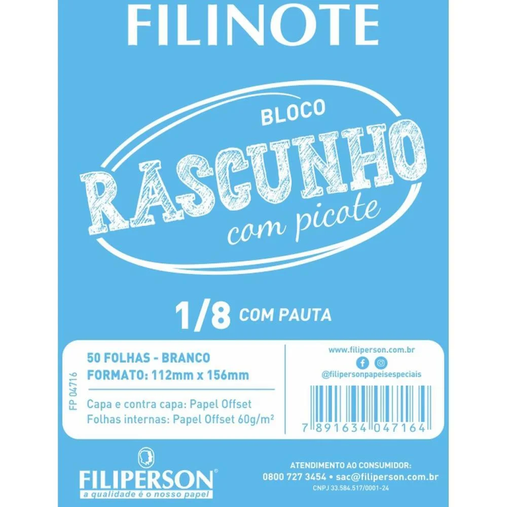 Bloco Para Rascunho C/Picote C/Pauta 112X156 50Fl Filiperson (Pct.c/10) - imagem 3