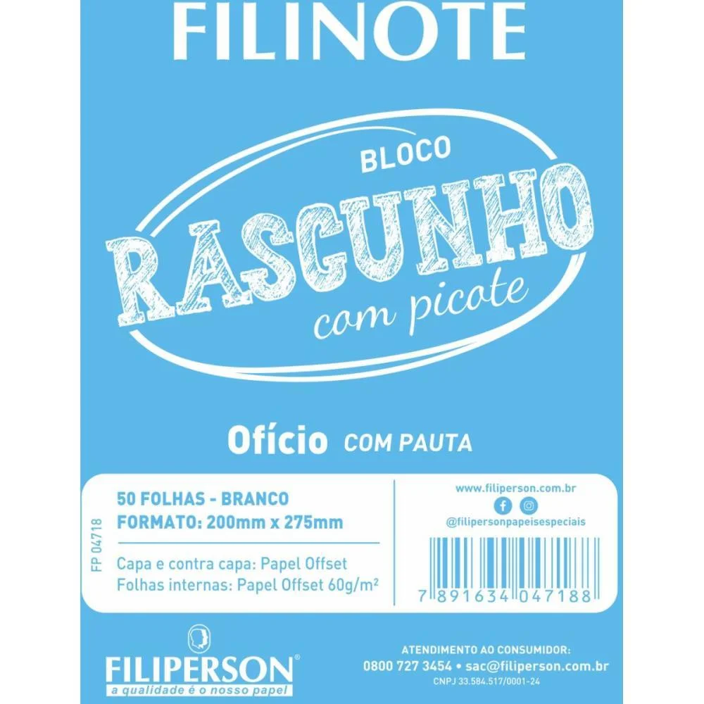 Bloco Para Rascunho C/Picote C/Pauta 200X275 50Fl Filiperson (Pct.c/10) - imagem 3