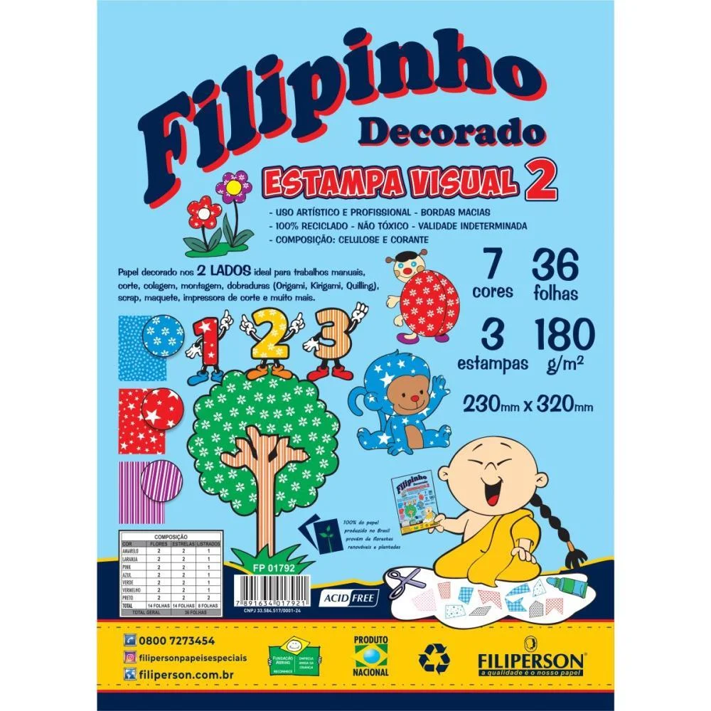 Bloco Para Educacao Artistica Textura 2 Decorado A4 180G 36F Filiperson (Pacote) - imagem 2