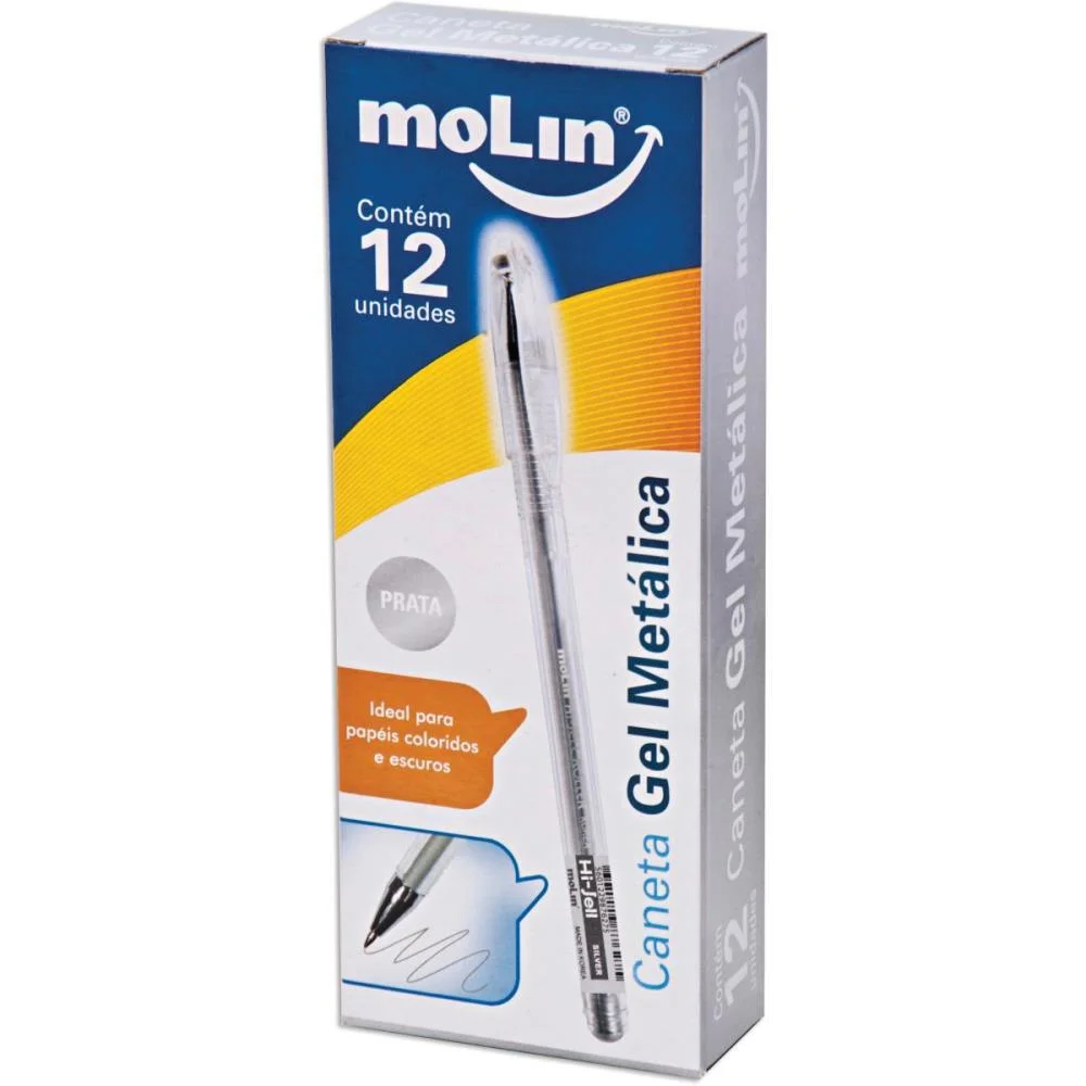 Caneta Gel Metalic 0,7Mm. Prata Molin (Cx.c/12) - imagem 2