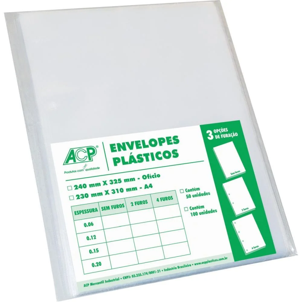 Envelope Plastico Sem Furo Oficio Medio 0,10Mm Acp (Pct.c/100) - imagem 3
