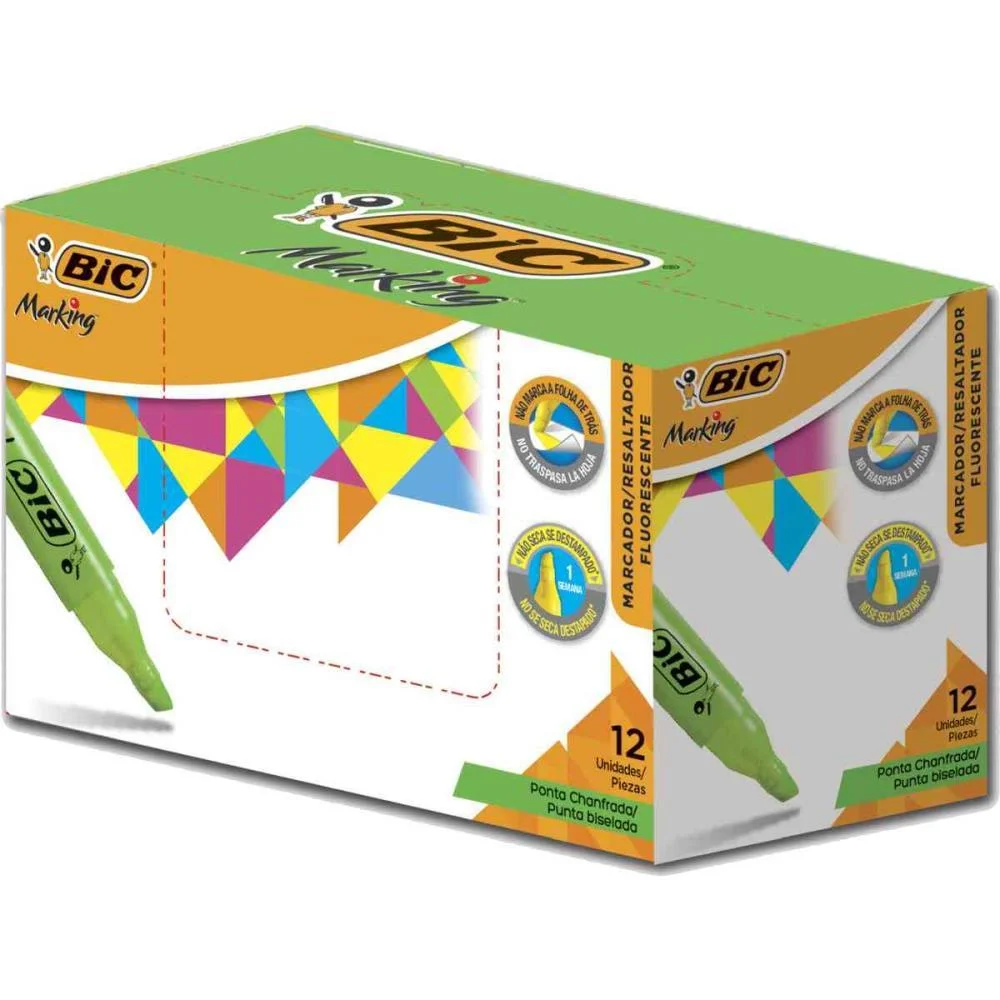 Caneta Marca Texto Marking Fluorescente Verde Bic (Cx.c/12) - imagem 3
