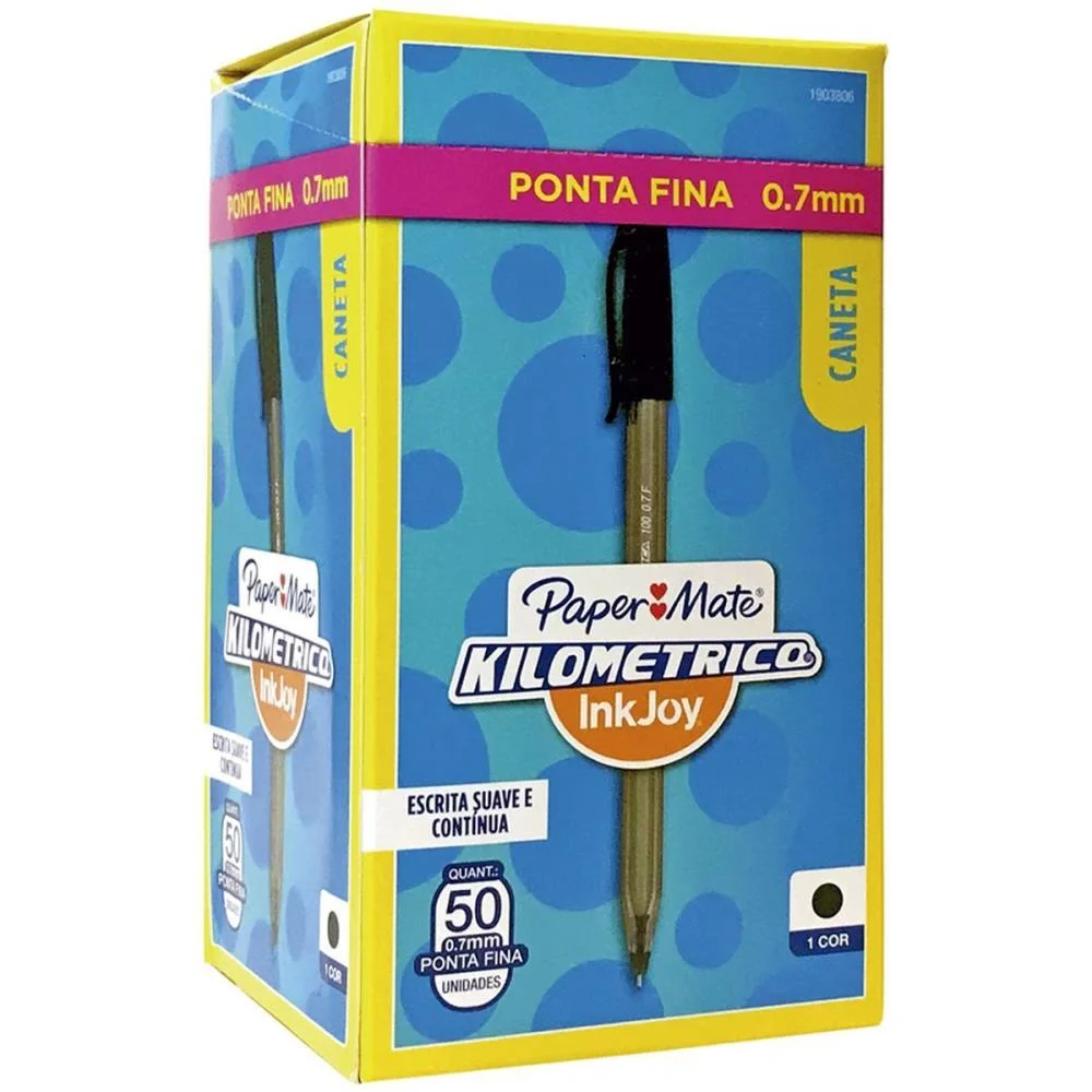 Caneta Esferografica Kilometrica 100 Fina Preta Paper Mate (Cx.c/50) - imagem 3