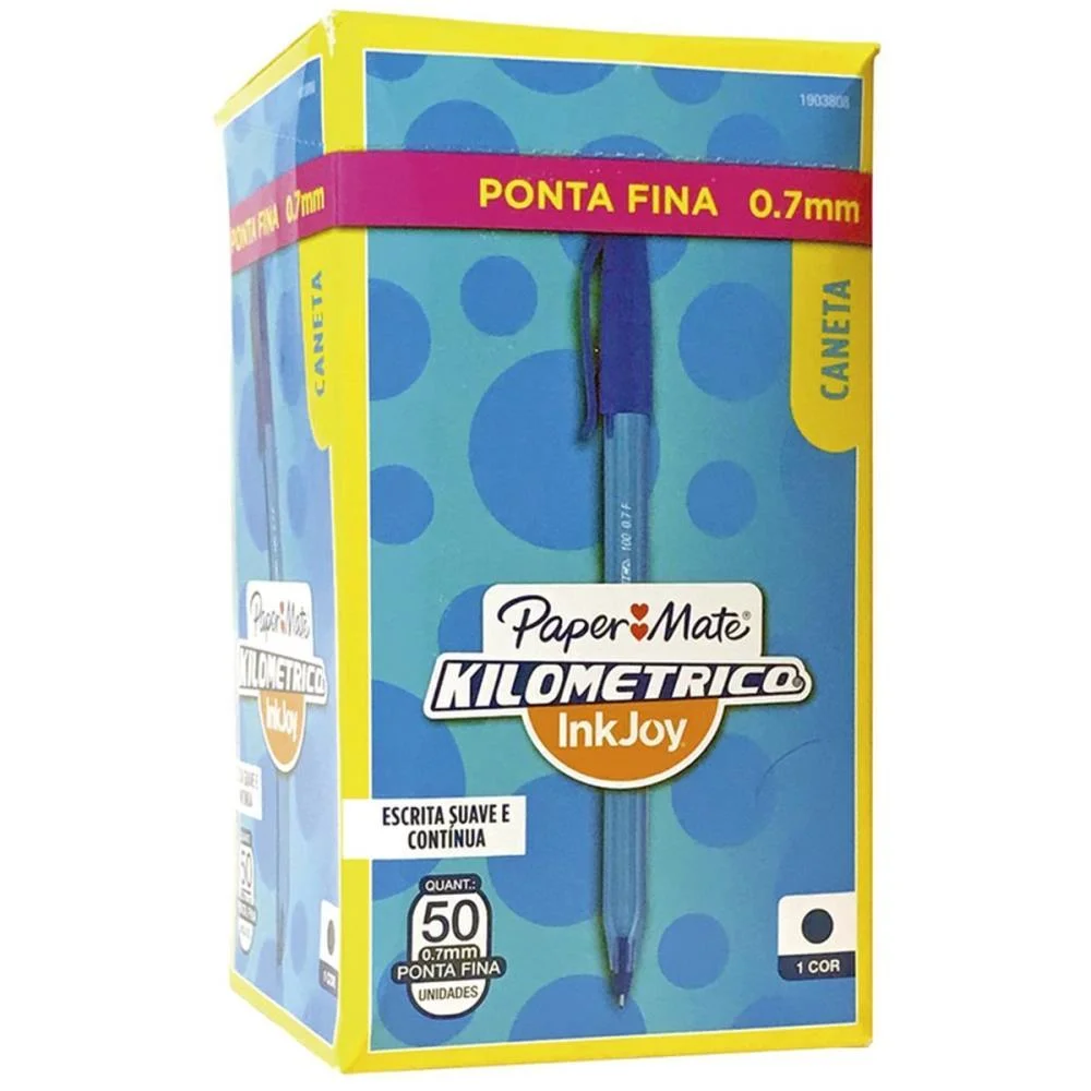 Caneta Esferografica Kilometrica 100 Fina Azul Paper Mate (Cx.c/50) - imagem 3