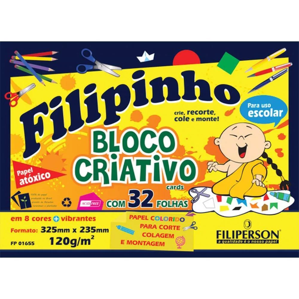 Bloco Para Educacao Artistica Filipinho 8Cor.325X235 120G 32 Filiperson (Bloco) - imagem 3