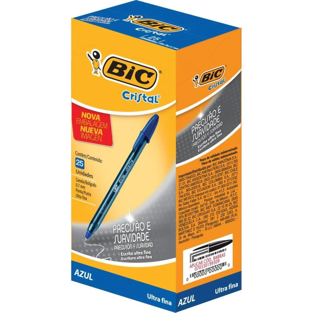 Caneta Esferografica Cristal Ultra Fine Azul Bic (Cx.c/25) - imagem 3