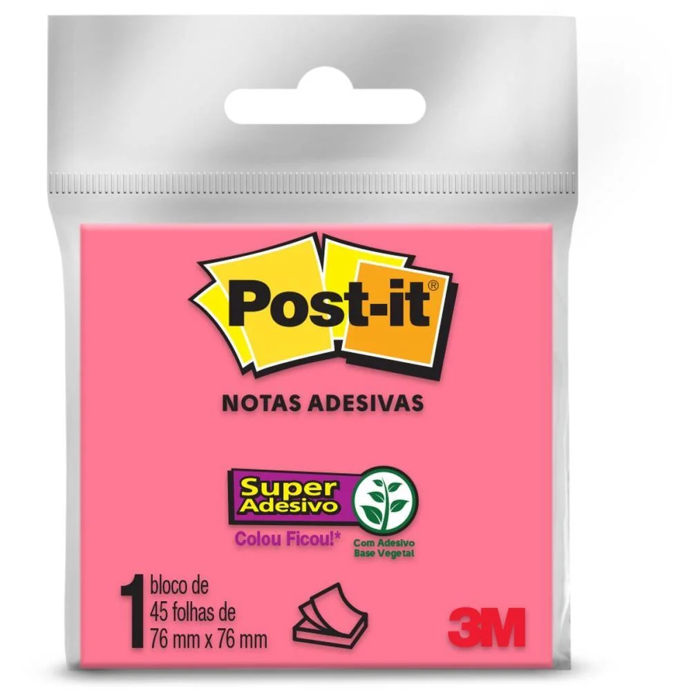Bloco De Recado Post-It 76X76Mm Rosa 45Fls. 3M (Unidade) - imagem 2