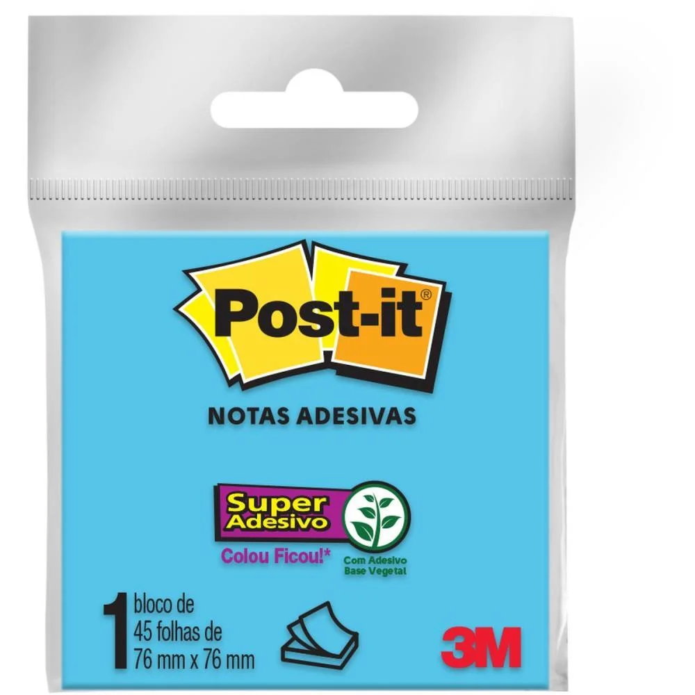 Bloco De Recado Post-It 76X76Mm Azul 45Fls. 3M (Unidade) - imagem 2