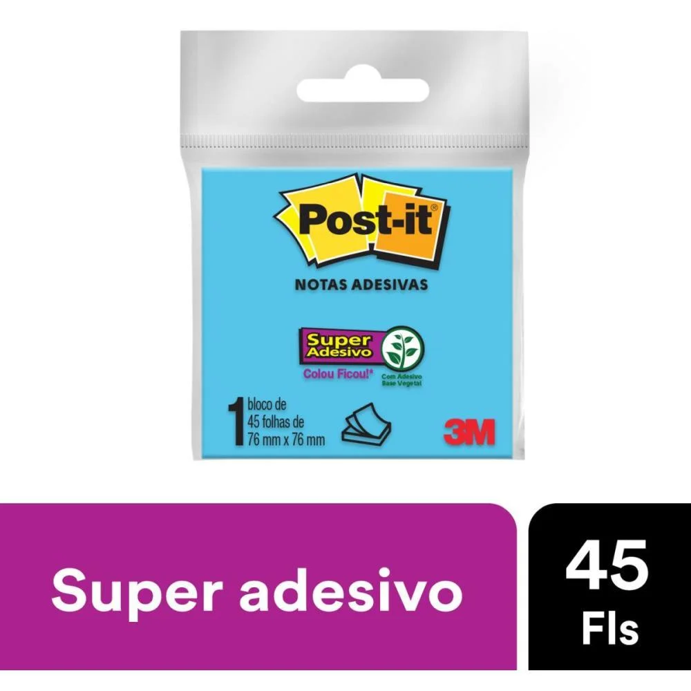 Bloco De Recado Post-It 76X76Mm Azul 45Fls. 3M (Unidade) - imagem 4