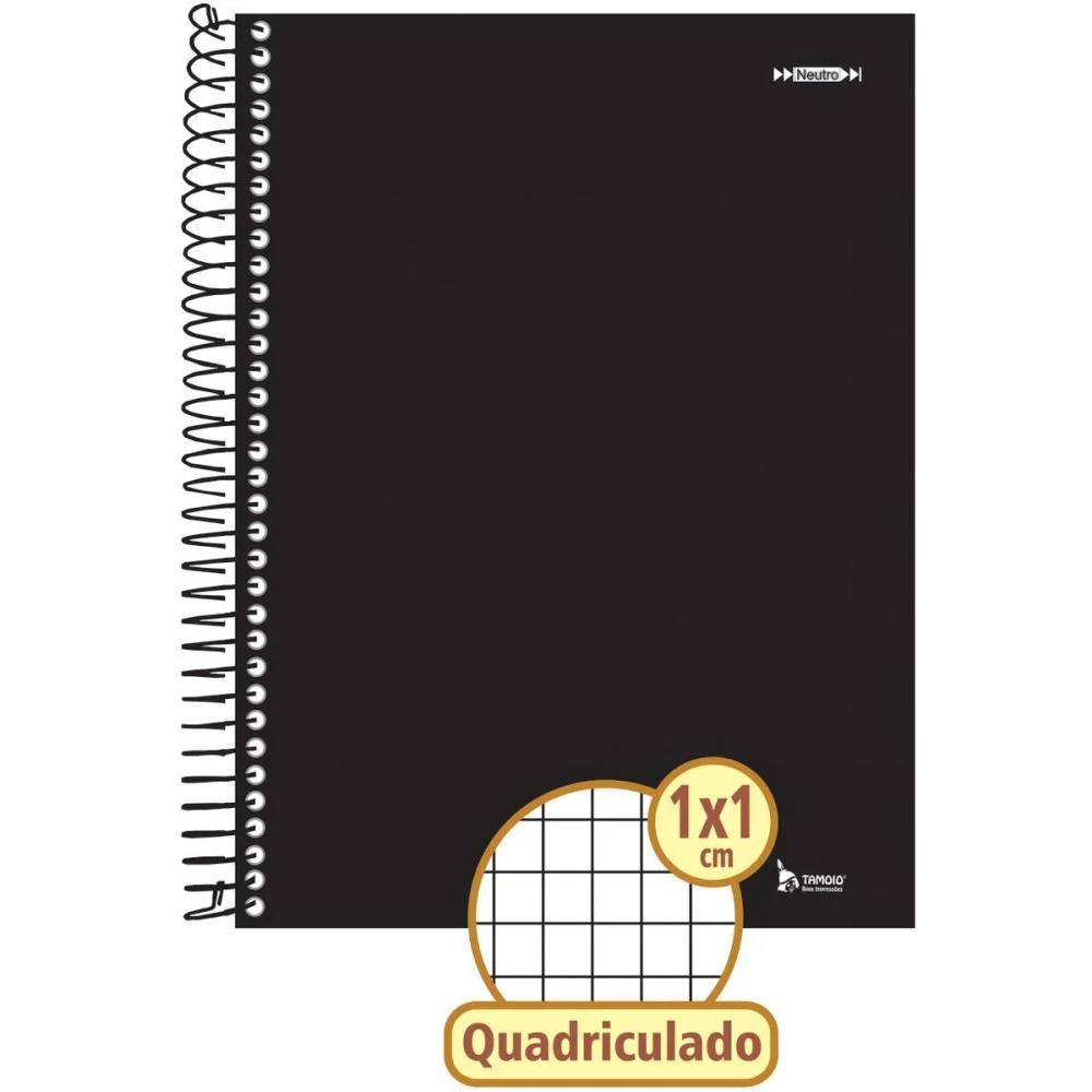 Caderno Quadriculado Univers. 1X1Cm 96F Espiral Preto Cd Tamoio (Pct.c/04) - imagem 3