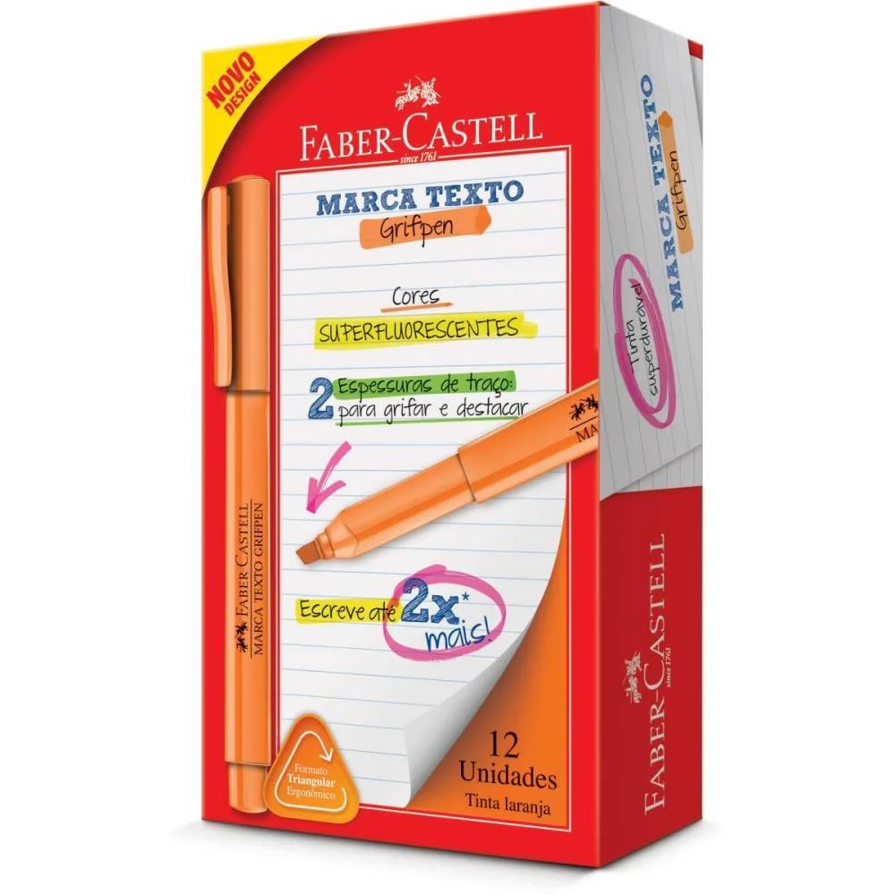 Caneta Marca Texto Grifpen Laranja Faber-Castell (Cx.c/12) - imagem 3