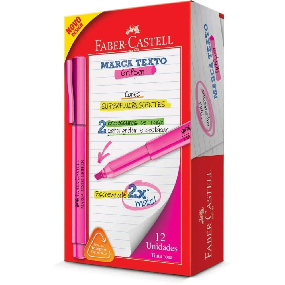 Caneta Marca Texto Grifpen Rosa Faber-Castell (Cx.c/12) - imagem 3