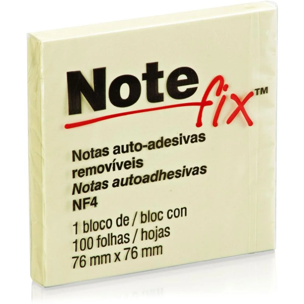 Bloco De Recado Autoadesivo Notefix 100F. 76Mmx76Mm Amarel 3M (Unidade) - imagem 2