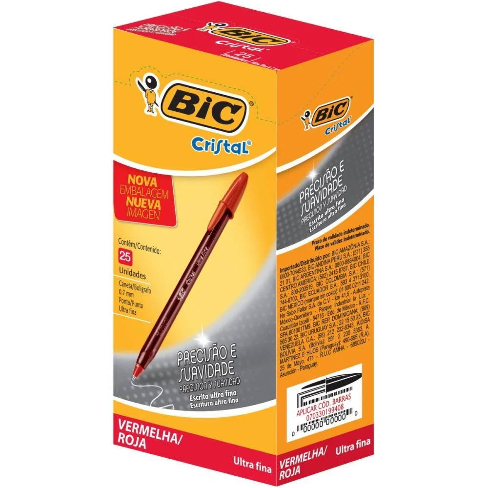 Caneta Esferografica Cristal Ultra Fine Vermelha Bic (Cx.c/25) - imagem 2