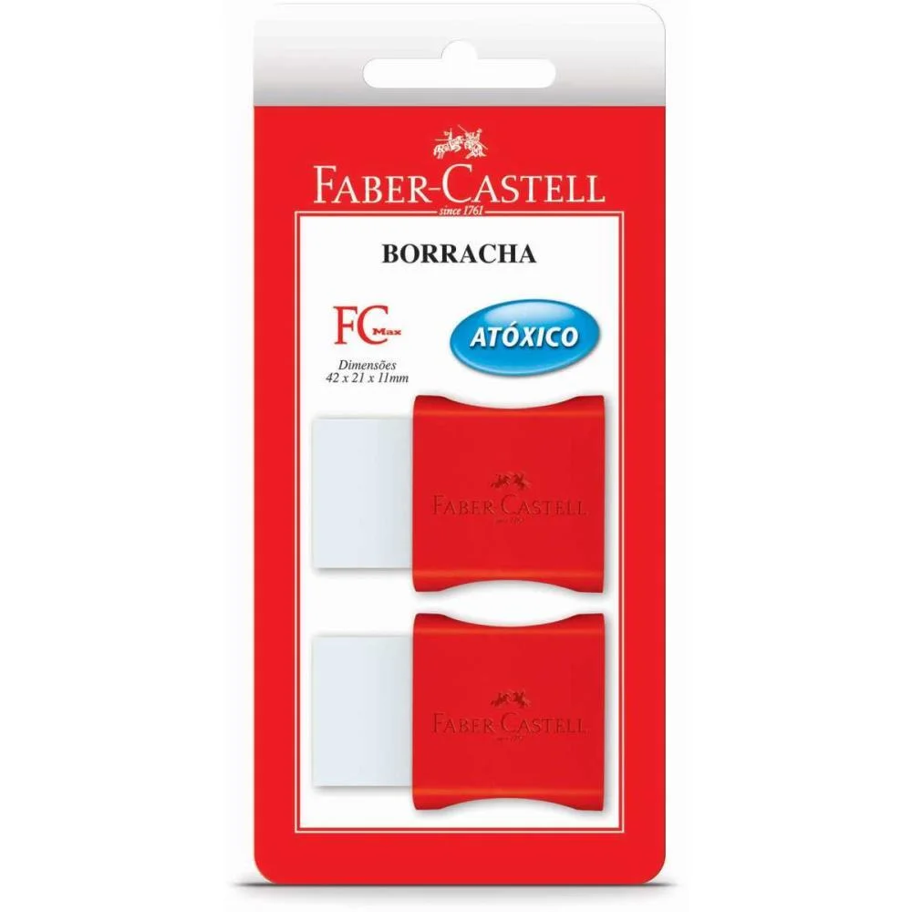 Borracha Branca Fc Max Pequena Plastica Vermel Faber-Castell (Bl.c/02) - imagem 2