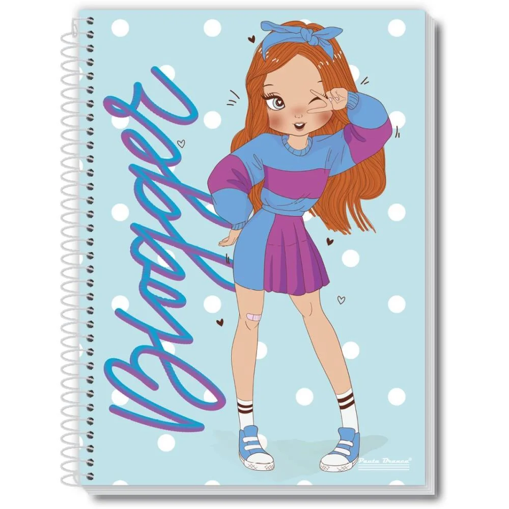 Caderno Espiral 1/4 Capa Dura Uau Feminino 48Fls. Pauta Branca (Pct.c/10) - imagem 3