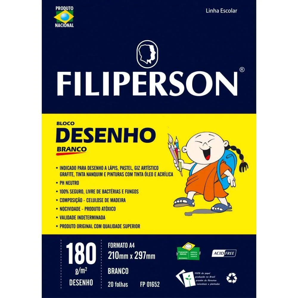 Bloco Tecnico Sem Margem Desenho A-4 180G. 20Fls.branco Filiperson (Pct.c/05) - imagem 3