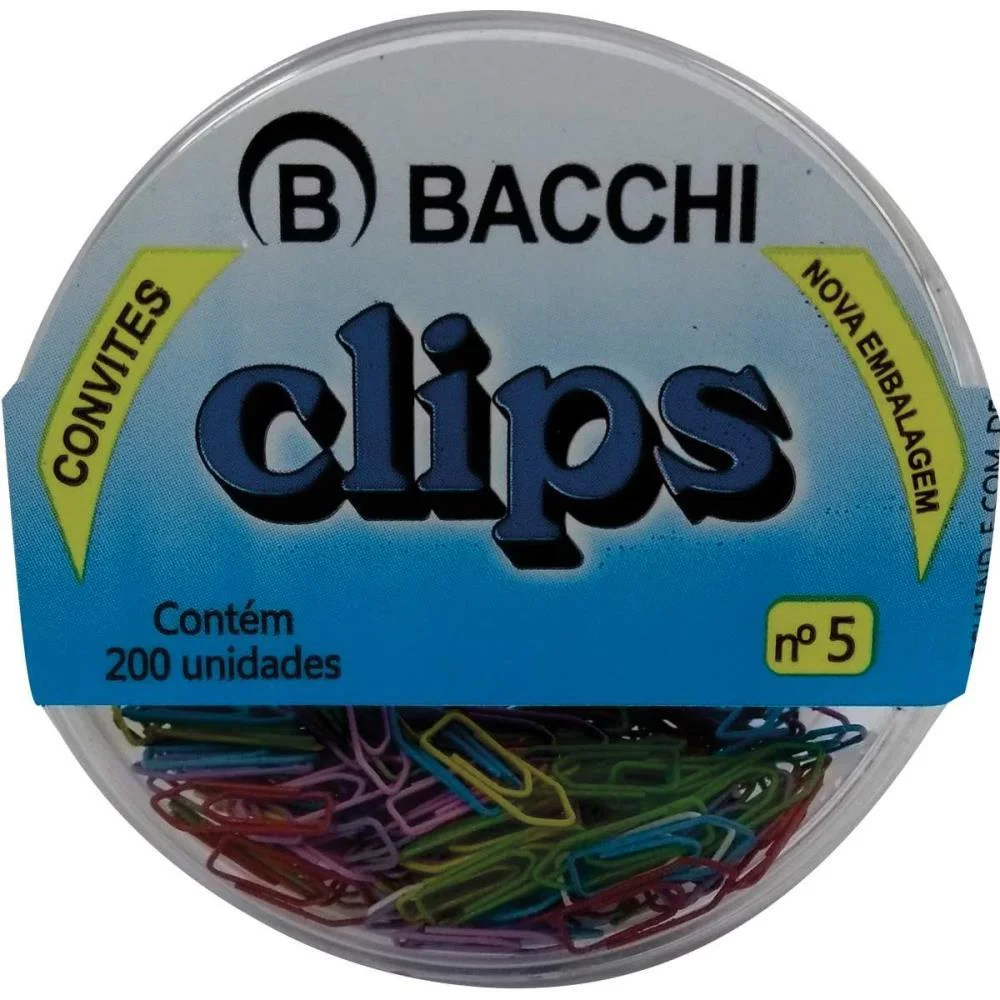 Clipe Colorido Ref.5 Mini Cores C/200Unid. Bacchi (Pct.c/10) - imagem 3