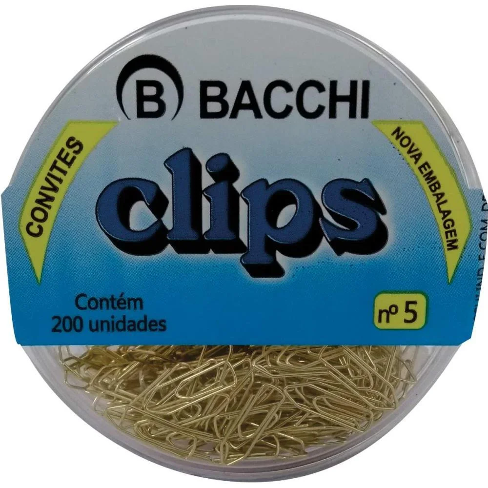 Clipe Colorido Ref.5 Mini Dourado C/200Unid. Bacchi (Pct.c/10) - imagem 2