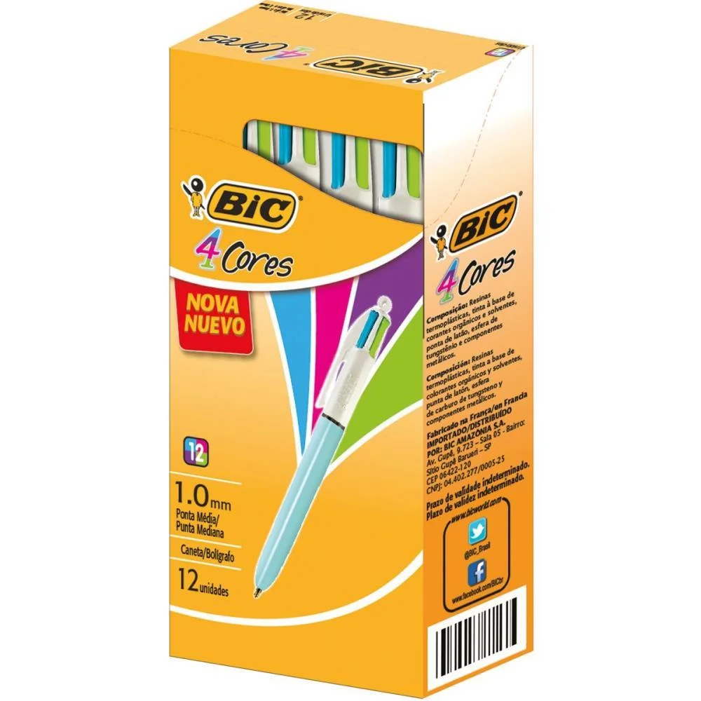 Caneta Esferografica Bic 4 Cores Refresh Corpo Azul Bic (Cx.c/12) - imagem 3