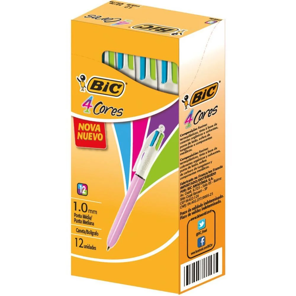 Caneta Esferografica Bic 4 Cores Refresh Corpo Rosa Bic (Cx.c/12) - imagem 2
