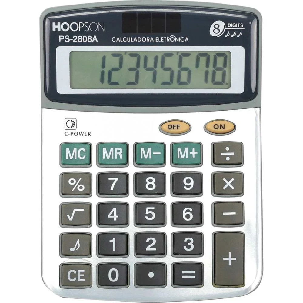 Calculadora De Mesa 8Digitos Bateria/Solar Prata Mercoriental (Unidade) - imagem 2