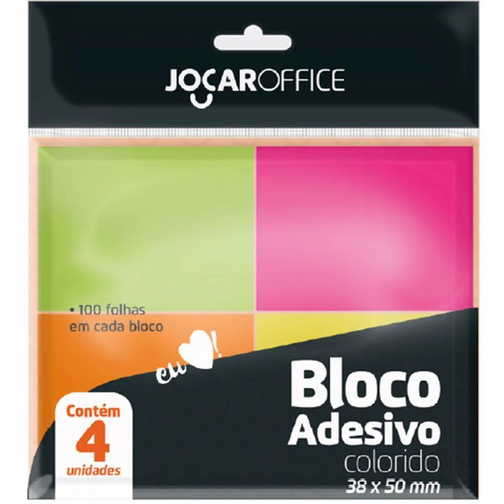 Bloco De Recado Autoadesivo Jocar Neon 38X50 100Fls. Leonora (Bl.c/04) - imagem 2
