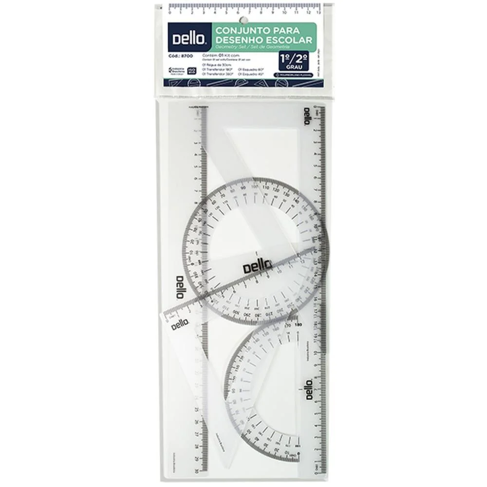 Conjunto Para Desenho 1 E 2 Grau C/05 Pecas Flexivel Dello (Blister) - imagem 5