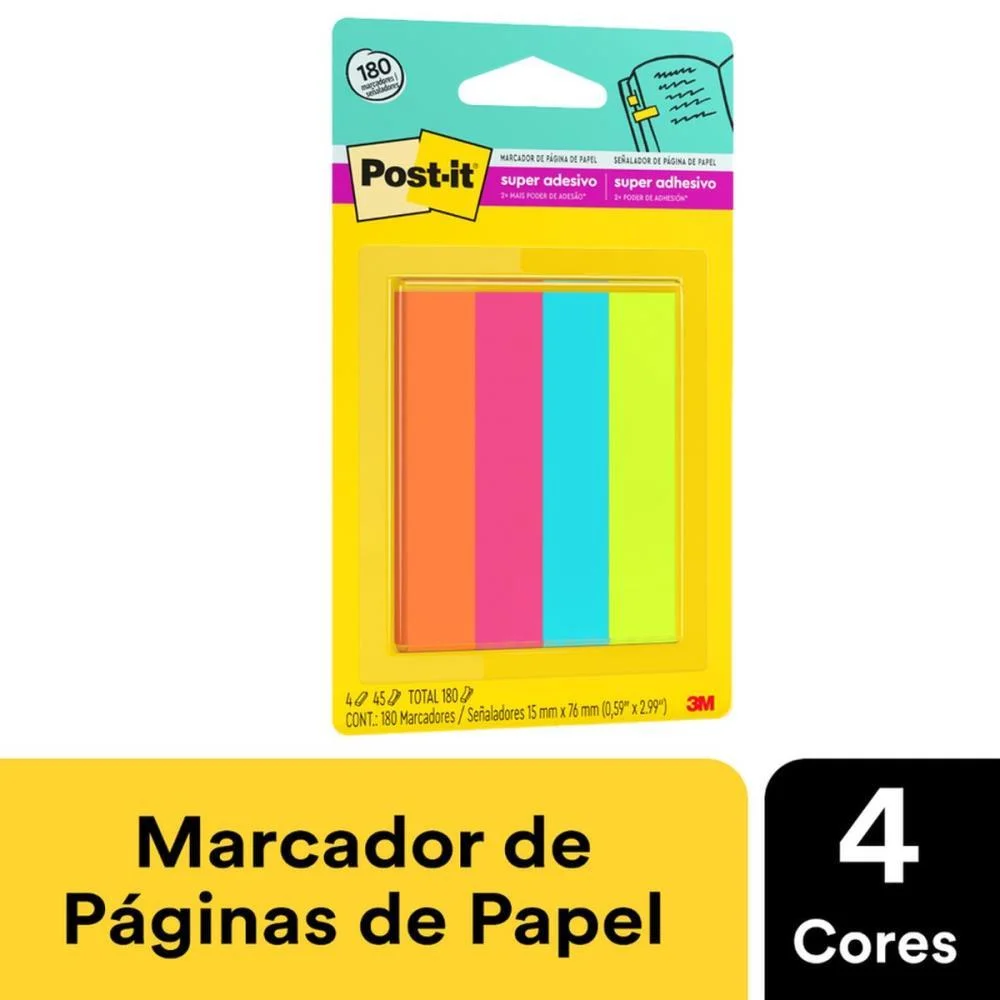 Bloco Marcador Pagina Adesivo Flags 4 Cores Papel 180F. 3M (Unidade) - imagem 4