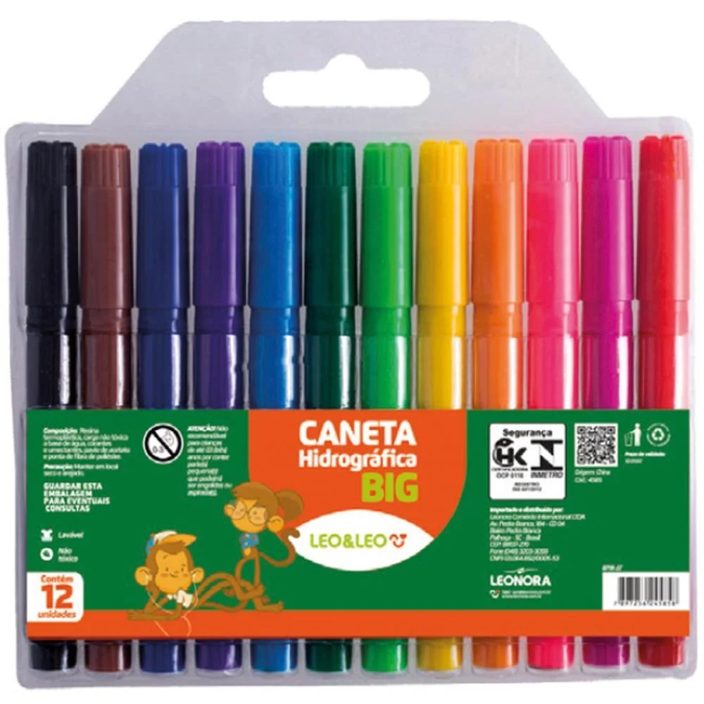 Caneta Hidrografica Jumbo Leo E Leo Big 12 Cores Leonora (Cx.c/12) - imagem 3