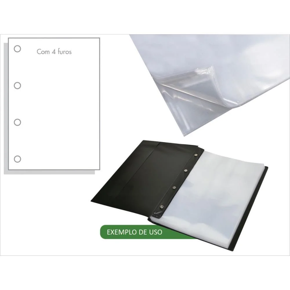 Envelope Plastico A4 4Furos Medio 0,12 230X310Mm Acp (Pct.c/100) - imagem 2
