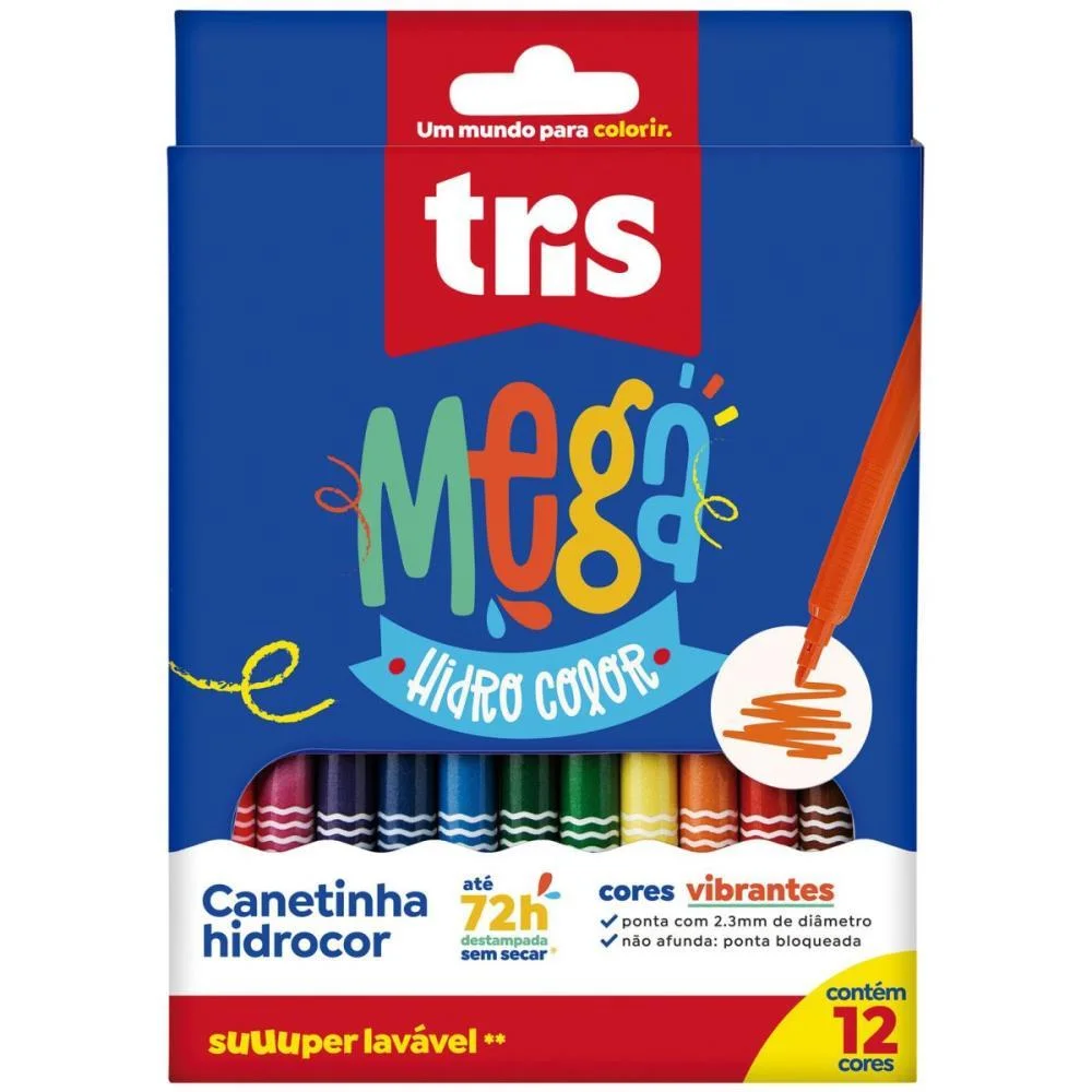 Caneta Hidrografica Mega Hidro Color 12 Cores Summit (Pct.c/06) - imagem 3