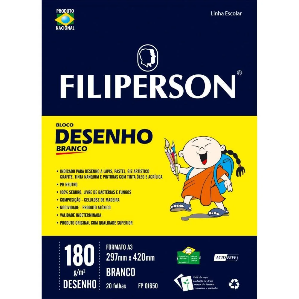 Bloco Tecnico Sem Margem Desenho A-3 180G.20Fls.branco Filiperson (Pct.c/05) - imagem 3