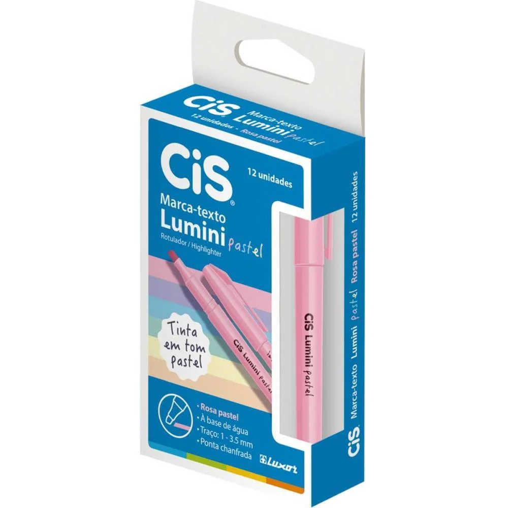 Caneta Marca Texto Cis Lumini Rosa Pastel Sertic (Cx.c/12) - imagem 3